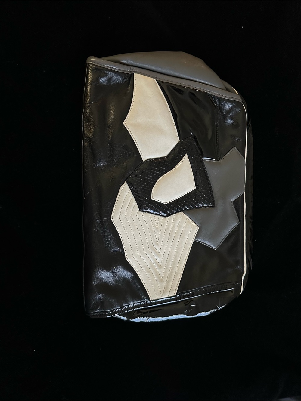Sharif Black, Gray & Cream Patchwork Clutch